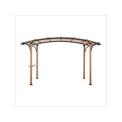 Sunjoy Group Modern 9 x 13 Metal Arched Pergola Kit with Bar Shelf