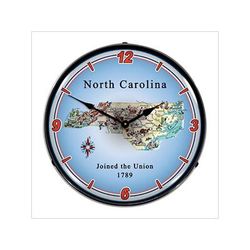 Collectable Sign and Clock State of North Carolina Backlit Wall Clock