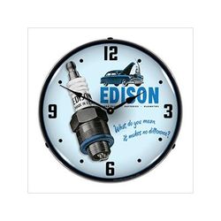 Collectable Sign and Clock Edison Spark Plugs Backlit Wall Clock