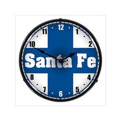 Collectable Sign and Clock Santa Fe Railroad Backlit Wall Clock