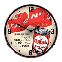 Collectable Sign and Clock Kendall Motor Oil Backlit Wall Clock