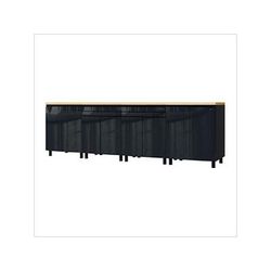 Contur Cabinet 10' Premium Karbon Black Garage Cabinet System with Butcher Block Tops