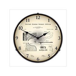 Collectable Sign and Clock 1880 Steinway Grand Piano Patent Blueprint Backlit Wall Clock