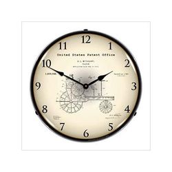 Collectable Sign and Clock 1919 Antique Tractor Patent Blueprint Backlit Wall Clock