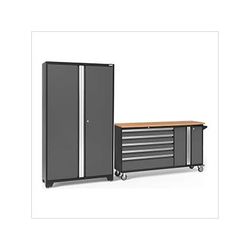 NewAge Garage Cabinets BOLD Grey 2-Piece Project Center Set with Bamboo Top