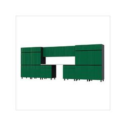 Contur Cabinet 17.5' Premium Racing Green Garage Cabinet System with Stainless Steel Tops
