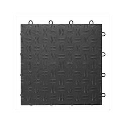 GearTile Diamond Pattern 12 x 12-Inch Black Garage Floor Tile (24 Pack)