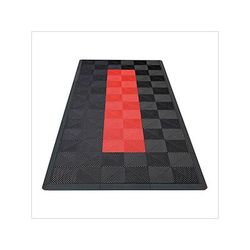 Swisstrax Ribtrax Pro Motorcycle Garage Floor Tile Mat (Jet Black / Racing Red)