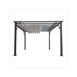 Paragon Outdoor 11 x 16 ft. Florence Soft Top Aluminum Pergola (Grey Frame / Silver Canopy)