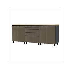 Contur Cabinet 7.5' Premium Terra Grey Garage Cabinet System with Butcher Block Tops