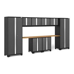 NewAge Garage Cabinets BOLD Series Grey 10-Piece Set with Bamboo Top
