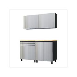Contur Cabinet 5' Premium Stainless Steel Garage Cabinet System with Butcher Block Tops