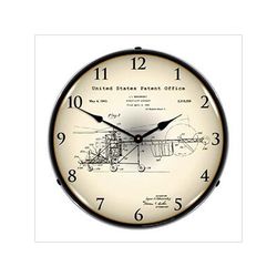 Collectable Sign and Clock 1940 Sikorsky Helicopter Patent Blueprint Backlit Wall Clock