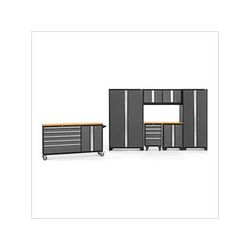 NewAge Garage Cabinets BOLD Grey 8-Piece Project Center Set with Bamboo Top