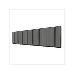 Proslat Garage Cabinets 8-Piece Glossy Grey Tall Garage Cabinet Set with Black Handles