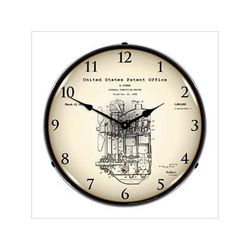 Collectable Sign and Clock 1932 Henry Ford Engine Patent Blueprint Backlit Wall Clock