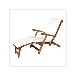 All Things Cedar 5-Position Steamer Chair with White Cushions