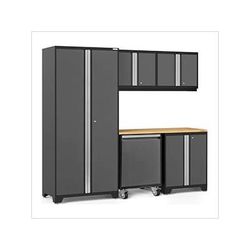 NewAge Garage Cabinets PRO Series Grey 6-Piece Set with Bamboo Top