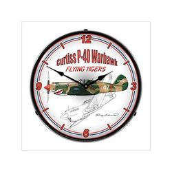 Collectable Sign and Clock Curtiss P-40 Warhawk Backlit Wall Clock