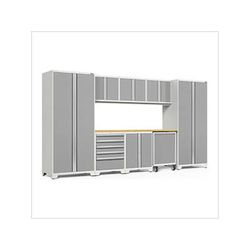 NewAge Garage Cabinets PRO Series Platinum 9-Piece Set with Bamboo Top