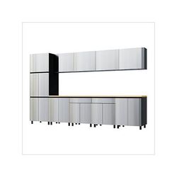 Contur Cabinet 12.5' Premium Stainless Steel Garage Cabinet System with Butcher Block Tops