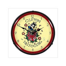Collectable Sign and Clock Custom Tattooing Backlit Wall Clock