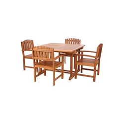 All Things Cedar 5-Piece Butterfly Extension Table Dining Chair Set with Blue Cushions