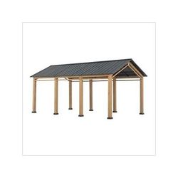 Sunjoy Group AutoCove 11 x 20 Gable Roof Wood Carport / Gazebo with 2 Ceiling Hooks