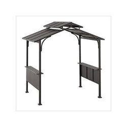 Sunjoy Group 5 x 8 Grill Pavilion Gazebo with Ceiling Hook and Bar Shelves