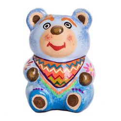 'Hand-painted Mini Ceramic Bear Flower Pot from Guatemala'
