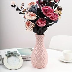1pc Nordic Pink Braided Textured Vase For Flowers - Modern Home Decoration, Flower Arrangement, And Room Decor