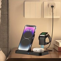 3-in-1 Wireless Charger For Mobile Phones, Headphones And Watches, Fast Wireless Charging, Dual-coil Magnetic Charging, Folding Phone Stand, Optimized Charging Method, Save More Charging Time