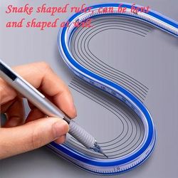 1pc Curve Snake Shaped Soft Ruler, Metric And Imperial Double Scale Curve Ruler, Any Angle Drawing Design Soft Ruler, Comic Architecture Drawing Ruler