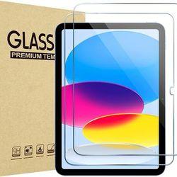 2pcs Screen Protector Compatible With Ipad 10th Generation 10.9 Inch (2022 Models), Upgrade Tempered Glass For Ipad 10 With Alignment Frame