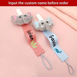 Custom Pacifier Clip With Name, Personalized Kawaii Pacifier Holder For Girls Boys, Cotton Fabric Pacifier Leash With Baby Name, Universally Fit All Pacifiers