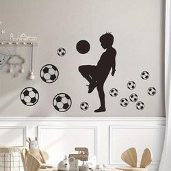 TEMU 2pcs Sports Wall Stickers, Kicking Football, Removable Waterproof Vinyl Stickers, Wall Decor For School Classroom Teen Dorm Living Room Bedroom, Home Decor, 11.8x23.6in