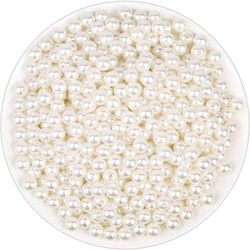 2000pcs, White Imitation Pearls Craft Beads 4mm, For Diy Jewelry Making, Bracelet, Necklace, Hair Decors, Vase Fillers