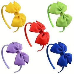 5pcs Handmade Double Layer Bow Headbands, Children's Hair Hoops, Hair Accessories