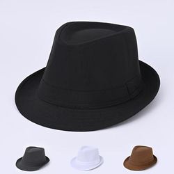 Simple Solid Color Jazz Fedoras Classic British Style Unisex Felt Hats Lightweight Trilby Hat For Women & Men