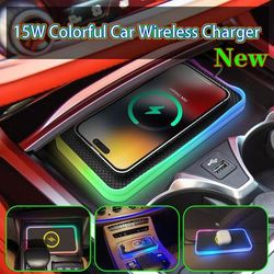 Silicone Car Wireless Charger Anti Slip Pad Led Lamp Compatible With Car Charger 15w Wireless Car Charging Pad Quick Wireless Charging Board Car Colorful Atmosphere Lamp Rgb