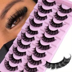 False Eyelashes, Thick Volume Strip Lashes Fairy Fluffy Natural Look Wispy Lashes That Look Like Eyelash Extension Reusable False Eyelashes 10pairs For Party Festival Stage Makeup Use