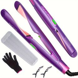 Twist Flat Iron Curling Iron In One, Hair Straightener And Curler 2 In 1, Dual Voltage Twist Flat Irons With Digital Lcd Display Adjustable Temp For All Hair Types, Holiday Gift