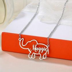 Customized Name Necklace Personalized Stainless Steel Choker For Women Lover's Elephant Pendant Nameplate Gothic Jewelry Christmas Gifts