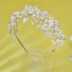 1pc Boho Style Handmade Faux Pearl Headwear Flower Shaped Ornament Women Hair Accessories