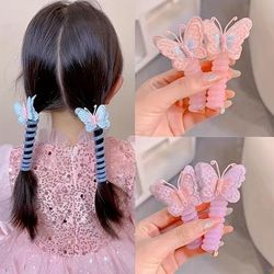 2pcs Butterfly Telephone Wire Hair Tie, Elastic Hair Accessories For Teen Girls