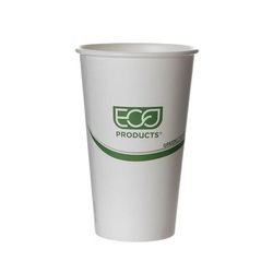Eco Products EP-BHC16-GS GreenStripe 16 oz Disposable Hot Cup - PLA, Printed, White, Biodegradable, Case of 1000