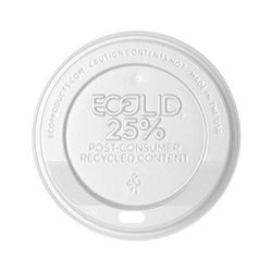 Eco Products EP-HL16-WR BlueStripe EcoLid Flat Lid for 10 to 20 oz Hot Cups - Polystyrene, White