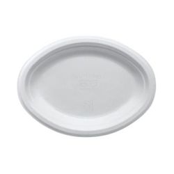 Eco Products EP-P009NFA Vanguard WorldView Oval Disposable Plate - 10" x 7", Molded Fiber, White