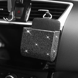 TEMU 1pc Car Air Vent Cell Phone Holder, Pouch Bag Box, Tidy Storage Coin Bag, Case Organizer With Hook, Bling Car Accessories, Storage Bag