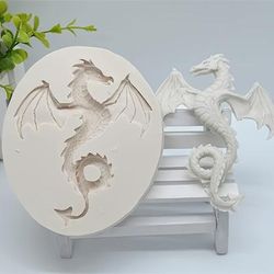 3d Dragon Shaped Silicone Resin Mold, Diy Craft Mold, Animal Pattern Decorative Gift Silicone Mold, Polymer Clay Silicone Mold